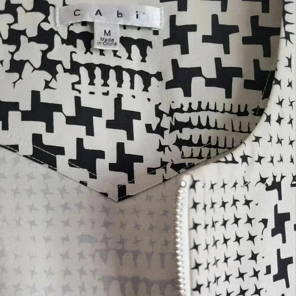 CAbi Coupe Bomber Jacket Ivory & Black Size M Style # 931 - Picture 13 of 15